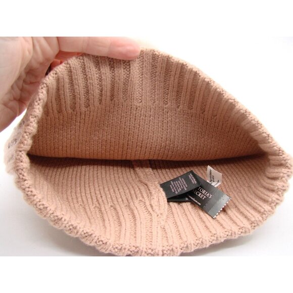 NEW Victorias Secret Rhinestone Embellished Pom Pom Hat Beanie Sparkle OS Blush - Picture 4 of 10
